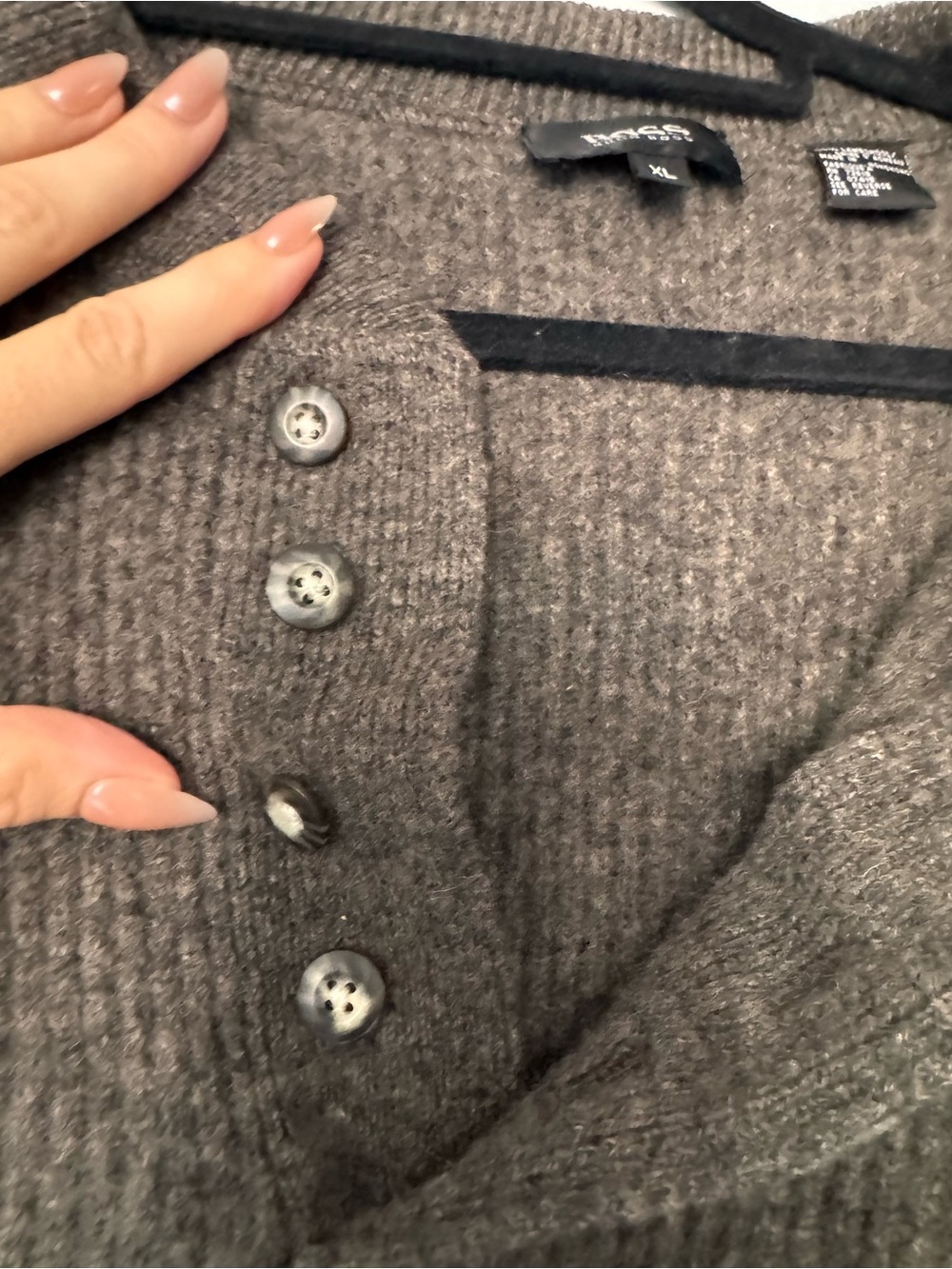 Hugo Boss Brown Ribbed Button-Placket Crewneck Sweater - Picture 4 of 4
